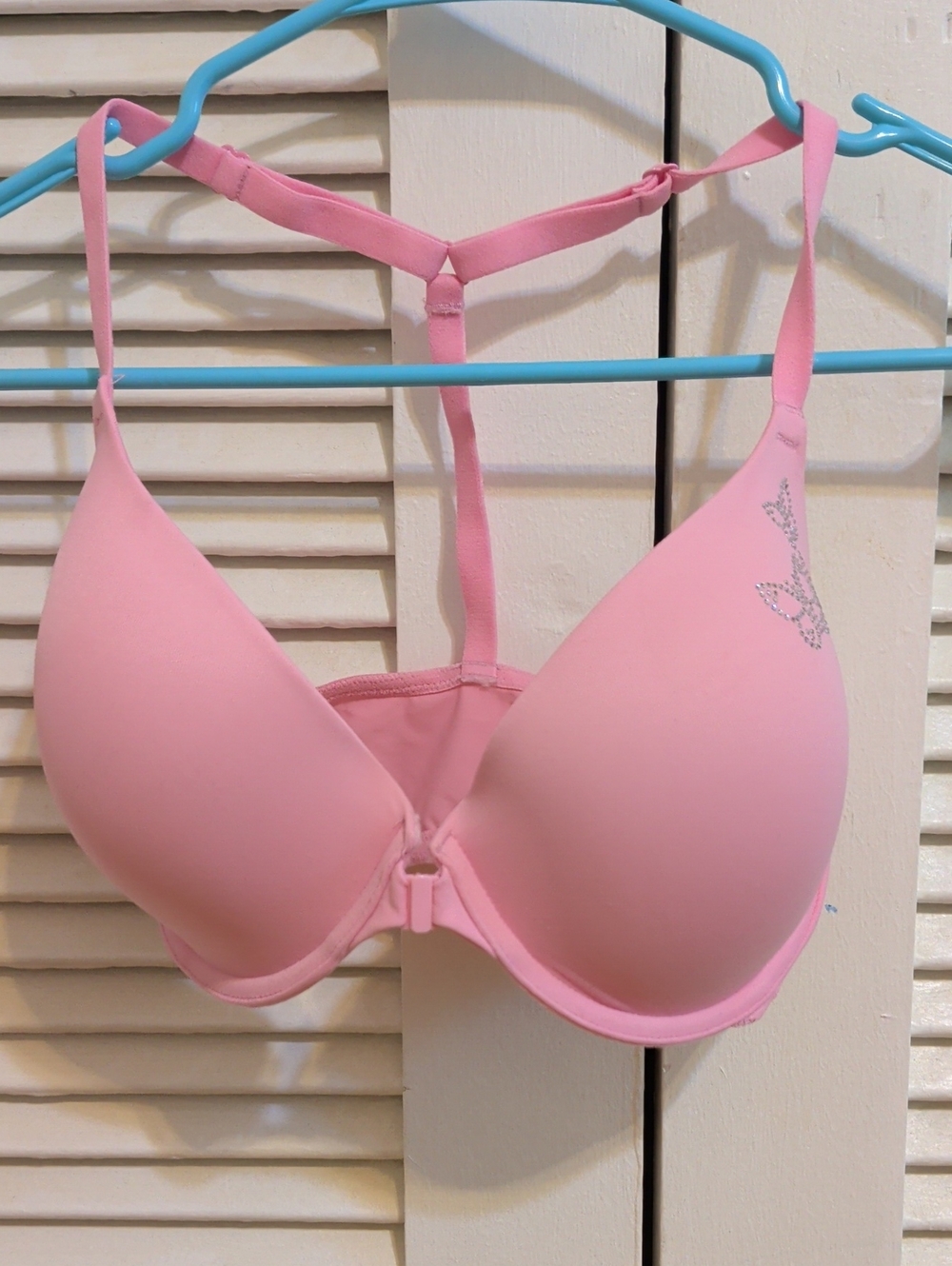 Victoria's Secret Light Pink Front-Closure T-Back Push-Up Bra